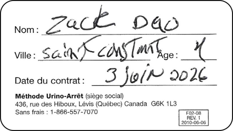 Zac Dao - Gagnant du tirage d'un iPad le 1er octobre 2026 - Urino-Arrêt